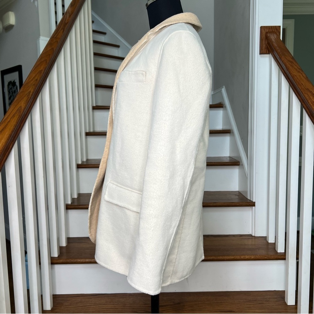 J.Crew Double Face Wool Blend Blazer Coat Ivory Tan Preppy Classic Size 2 - Picture 5 of 11